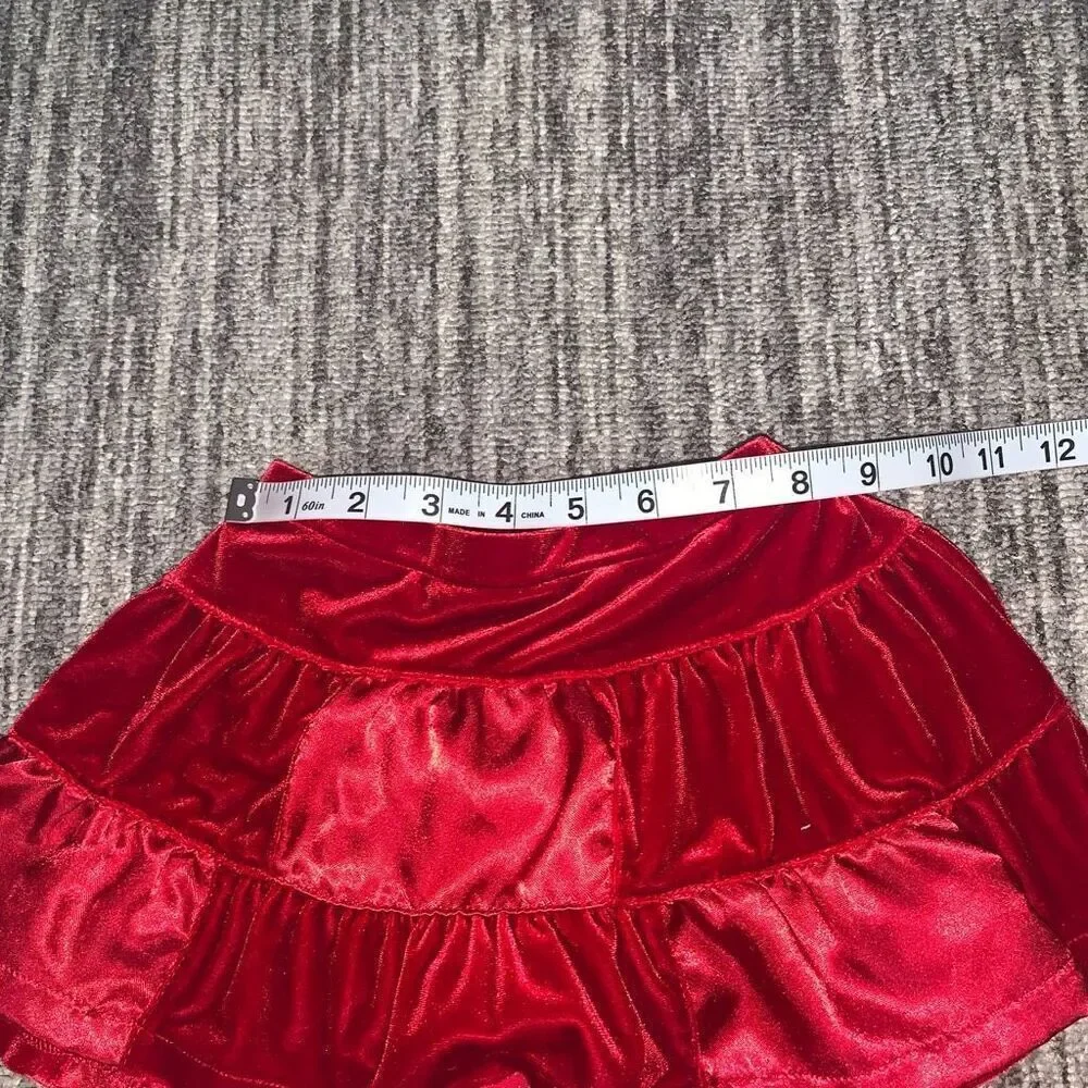 The Childrens Place Girls Size 3T Velvet Top & Skirt‎ Set Red Black Velvet